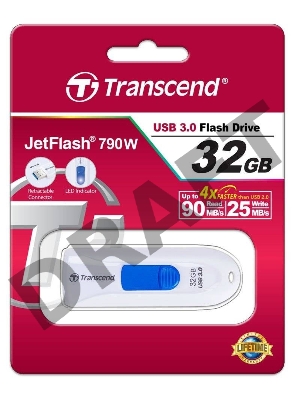 Флеш Диск Transcend USB Drive 32Gb JetFlash 790 TS32GJF790W {USB 3.0}