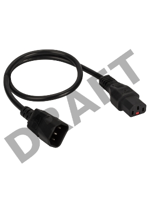 Шнур питания с блокировкой C13-C14, 3х0.75, 220В, 10А, черный, 3 метра