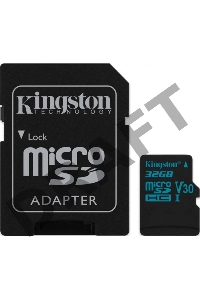 Флеш карта microSDHC 32GB  Class10 Kingston <SDCS2/32GB> Class10 UHS-I Canvas Select up to 100MB/s с адапт.