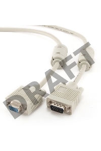 Кабель Gembird/Cablexpert CC-PVGAX-6, Кабель удлинитель VGA Pro , 1.8м, 15M/15F,  экран, феррит. кольца 