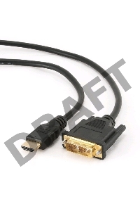 Кабель HDMI-DVI Gembird, 1.8м, 19M/19M, single link, черный, позол.разъемы, экран CC-HDMI-DVI-6