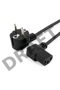 Кабель питания Gembird 1.8м, VDE(0.75мм), черный, угловой разъем, с зазем., пакет PC-186A-VDE   