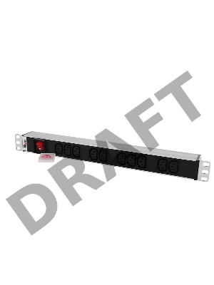 Блок розеток Rem-10 без шнура с выкл., 10  IEC 60320 C13, вход IEC 60320 C14, 10A, алюм., 19