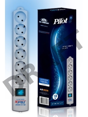 Сетевой фильтр Pilot S 1.8м (6 розеток) белый (коробка)