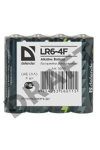 Батарейка DEFENDER BATTERY ALKALINE AA 1.5V/LR6-4F 4PCS 56011 4 шт