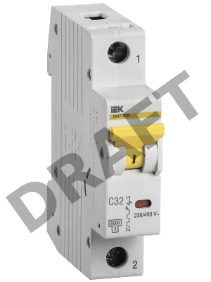 Автоматический выключатель Iek MVA41-1-032-C  ВА 47-60 1Р 32А 6 кА  х-ка С ИЭК