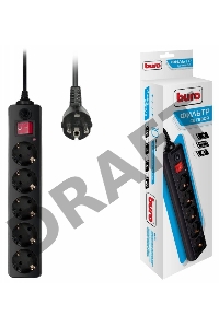 Сетевой фильтр Buro 500SH-1.8-B 1.8м (5 розеток) черный (коробка)