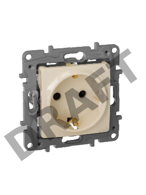 Розетка 2К+З, на винтах, защ. шт., сл. кость ETIKA 