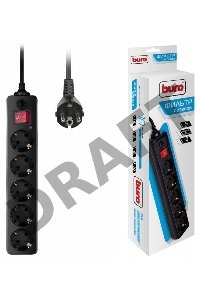 Сетевой фильтр Buro 500SH-5-B 5м (5 розеток) черный (коробка)