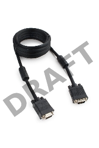 Кабель VGA Premium Cablexpert CC-PPVGA-10-B, 15M/15M, 3.0м, черный, тройной экран, феррит.кольца, пакет