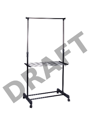 Вешалка напольная на колёсах (с полкой) Рыжий кот CR460, размер: 80*42*95-168см