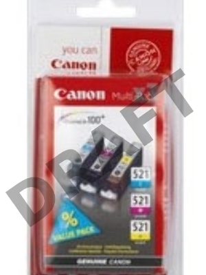 Картридж струйный Canon CLI-521 2934B010 голубой/пурпурный/желтый набор карт. для Canon Pixma MP540/620/630/980