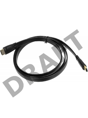 Кабель аудио-видео High Speed ver.1.4 Flat HDMI (m)/HDMI (m) 1.5м. Позолоченные контакты черный