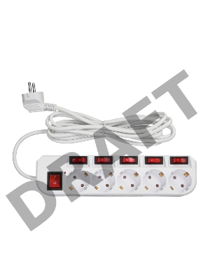 Сетевой фильтр Buro 500SH-3-SW-W 3м (5 розеток) белый (коробка)