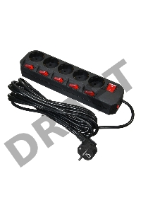 Сетевой фильтр Buro 500SH-5-SW-B 5м (5 розеток) черный (коробка)