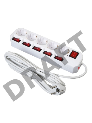 Сетевой фильтр Buro 500SH-5-SW-W 5м (5 розеток) белый (коробка)