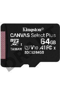 Флеш карта microSDHC 64GB microSDXC Class10 Kingston <SDCS2/64GBSP> Class10 UHS-I Canvas Select up to 100MB/s