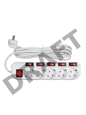 Сетевой фильтр Buro 500SH-5-SW-W 5м (5 розеток) белый (коробка)
