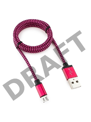 Кабель Gembird USB 2.0 Cablexpert CC-mUSB2pe1m, AM/microBM 5P, 1м, нейлоновая оплетка, алюминиевые разъемы, фиолетовый, пакет