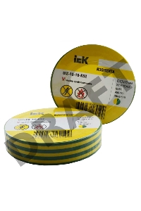 Изолента Iek UIZ-13-10-K52 0,13х15 мм желто-зеленая 20 метров ИЭК