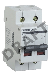 Выключатель нагрузки Iek MNV15-2-040 (мини-рубильник) ВН-32 2Р 40А GENERICA