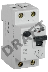 УЗО Iek MDV15-2-016-030 ВД1-63 2Р 16А 30мА GENERICA