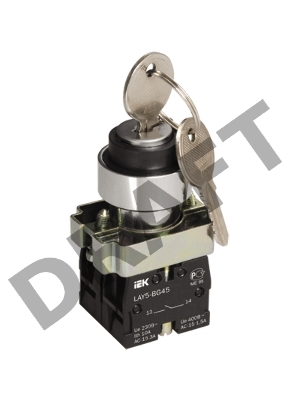 Переключатель LAY5-BG45 на 2 полож. с ключ. без фиксации ИЭК BSW80-BG-2-K02