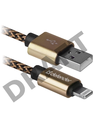 Кабель DEFENDER LIGHTNING TO USB2 1M GOLD ACH01-03T 87806 DEFENDER