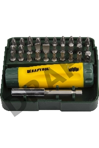 Набор KRAFTOOL Отвертка реверсивная с битами и адаптером, Cr-V, 32 предмета 26142-H32