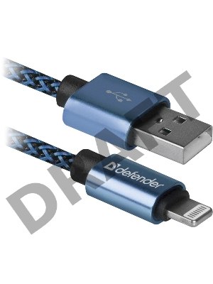 Кабель DEFENDER LIGHTNING TO USB2 1M BLUE ACH01-03T 87811