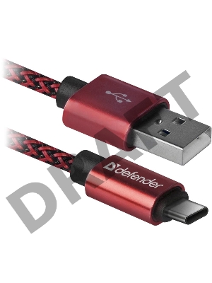 Кабель USB2.0 TO TYPE-C DEFENDER 1M RED USB09-03T 87813