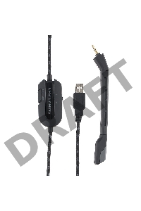 Гарнитура игровая Gembird MHS-G700U, черный, мембрана 53мм, металический корпус, съемный микрофон, регулировка громкости, отключение микрофона, кабель тканевый 2,5м