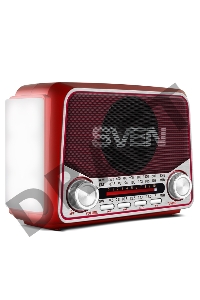 Радиоприемник АС SVEN SRP-525, красный (3 Вт, FM/AM/SW, USB, microSD, фонарь, встроенный аккумулятор)