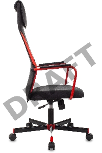 Кресло игровое Zombie ONE черный/красный сиденье черный текстиль/эко.кожа с подголов. крестов. металл