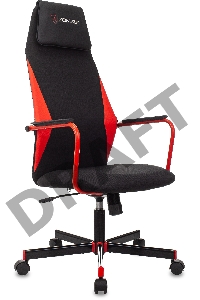 Кресло игровое Zombie ONE черный/красный сиденье черный текстиль/эко.кожа с подголов. крестов. металл