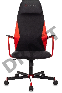 Кресло игровое Zombie ONE черный/красный сиденье черный текстиль/эко.кожа с подголов. крестов. металл