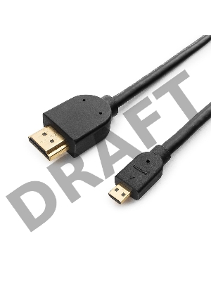 Кабель HDMI-microHDMI Gembird/Cablexpert CC-HDMID-6, v1.3, 19M/19M, 1.8м, черный, позол.разъемы, экран, пакет