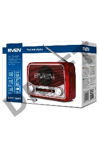 Радиоприемник АС SVEN SRP-525, красный (3 Вт, FM/AM/SW, USB, microSD, фонарь, встроенный аккумулятор)