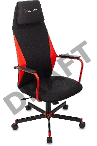 Кресло игровое Zombie ONE черный/красный сиденье черный текстиль/эко.кожа с подголов. крестов. металл