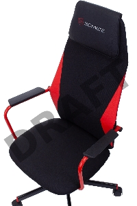 Кресло игровое Zombie ONE черный/красный сиденье черный текстиль/эко.кожа с подголов. крестов. металл