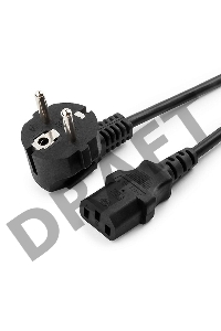 Кабель Кабель питания Gembird 10.0м, VDE(0.75мм), черный, с зазем., пакет PC-186-VDE-10M