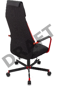 Кресло игровое Zombie ONE черный/красный сиденье черный текстиль/эко.кожа с подголов. крестов. металл