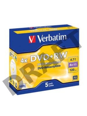 Диск DVD+RW Verbatim 4.7Gb 4x Jewel case (5шт) (43229)