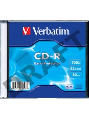 Диск CD-R Verbatim 700Mb 52x Slim case (1шт) (43347)
