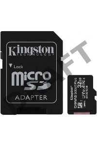 Флеш карта microSDHC 32GB  Class10 Kingston <SDCS2/32GB> Class10 UHS-I Canvas Select up to 100MB/s с адапт.