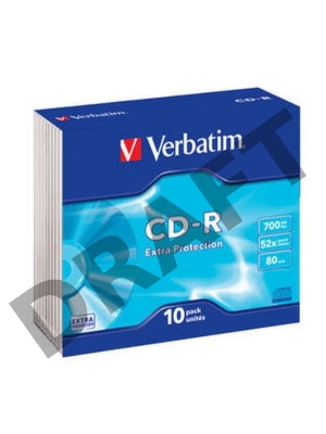 Диск CD-R Verbatim 700Mb 52x Slim case (10шт) (43415)