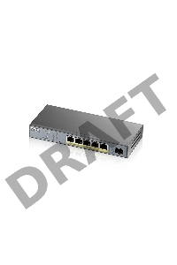 Коммутатор Zyxel GS1350-6HP, 4xGE PoE+, 1xGE PoE++ (802.3bt), 1xSFP, бюджет PoE 60 Вт, дальность передачи питания до 250 м, автоперезагрузка PoE-портов, повышенная защита от перенапряжений и электростатических р