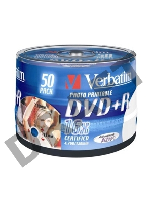 Диск DVD+R Verbatim 4.7Gb 16x Cake Box (50шт) Printable (43512)