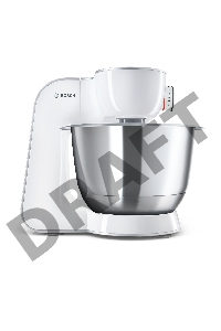 Кухонный комбайн BOSCH  MUM58243, 1000Вт, цвет: белый/серебристый, корпус пластик, чаша нерж.ст. 3,9 л, 7 скор+импульс. Комплектация:  2 венчика, крюк для теста, блендер пластик 1,25л, универсальная резка с 3 дисками, пресс для цитрусовых, дополнительная 