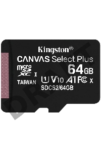 Флеш карта microSDHC 64GB microSDXC Class10 Kingston <SDCS2/64GBSP> Class10 UHS-I Canvas Select up to 100MB/s